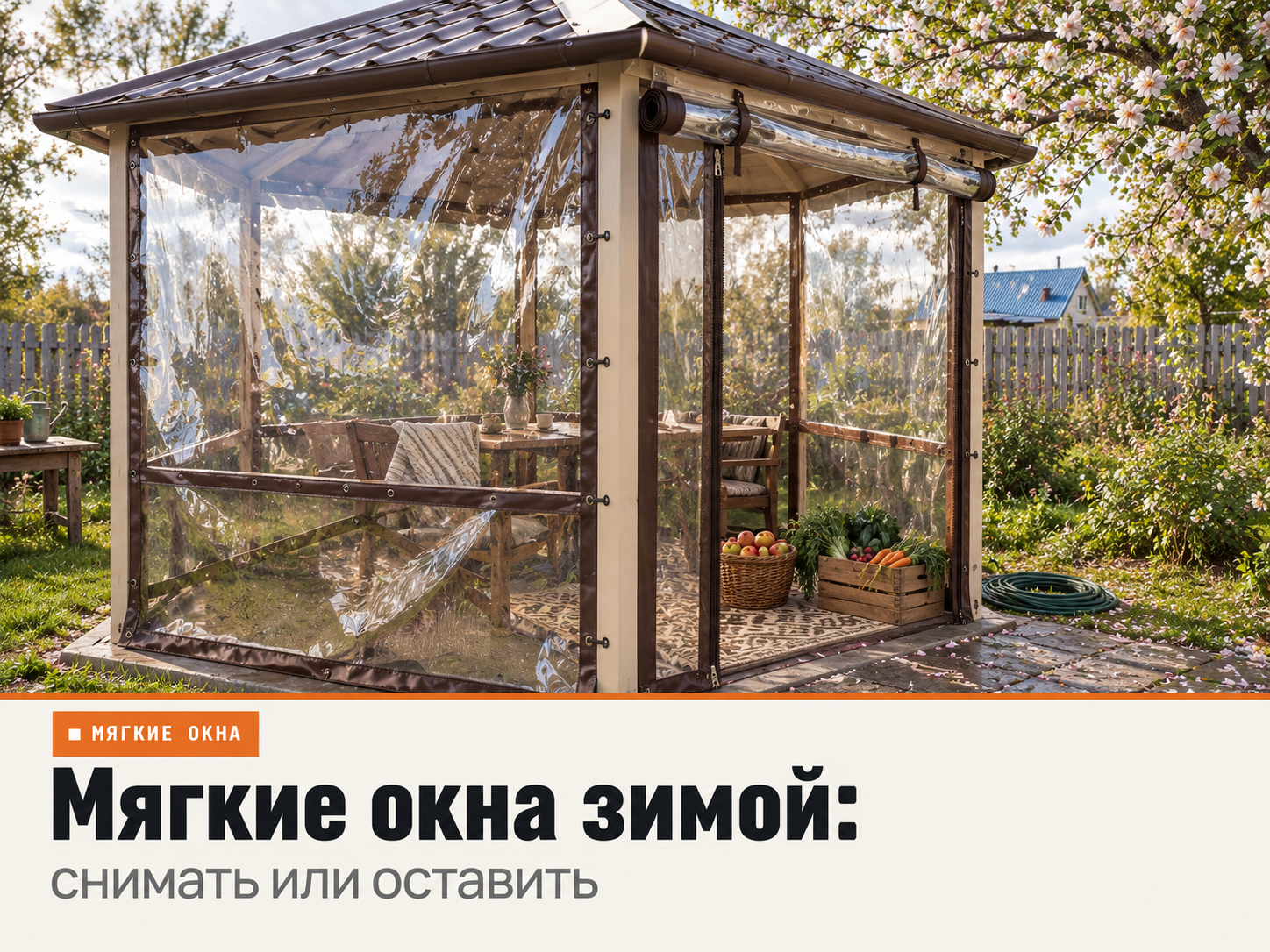 Мягкие окна для беседки: нужно ли снимать их на зиму и как хранить