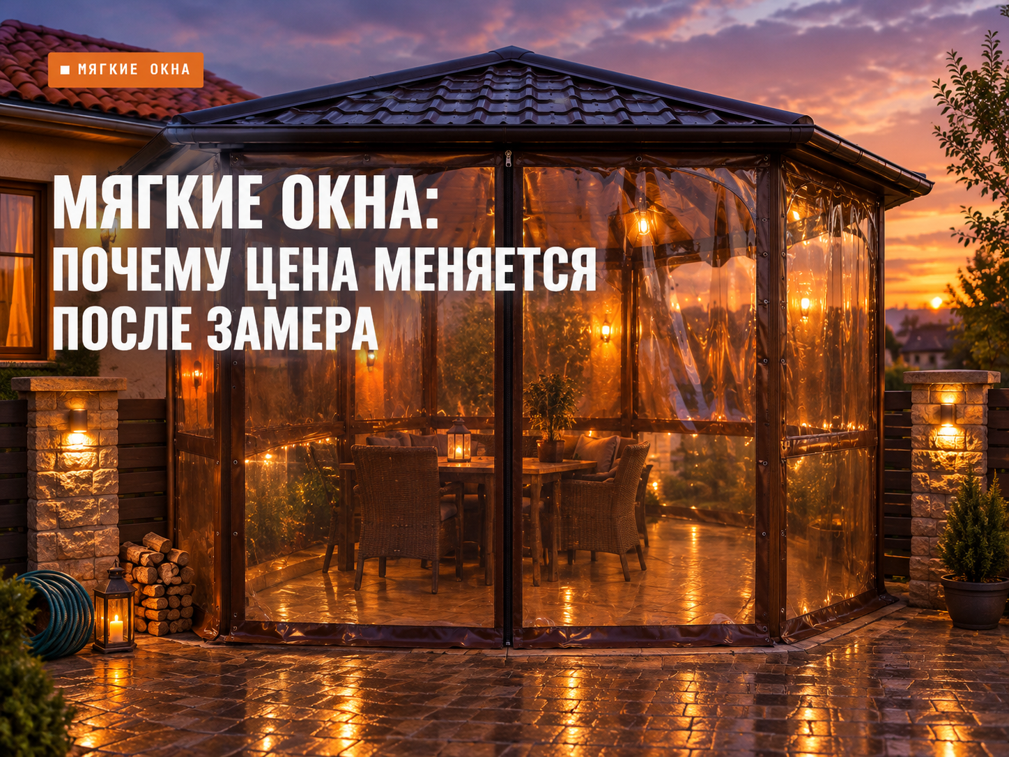 Мягкие окна для беседки: цена 1700 ₽ за квадрат без монтажа, 2200 ₽ с монтажом