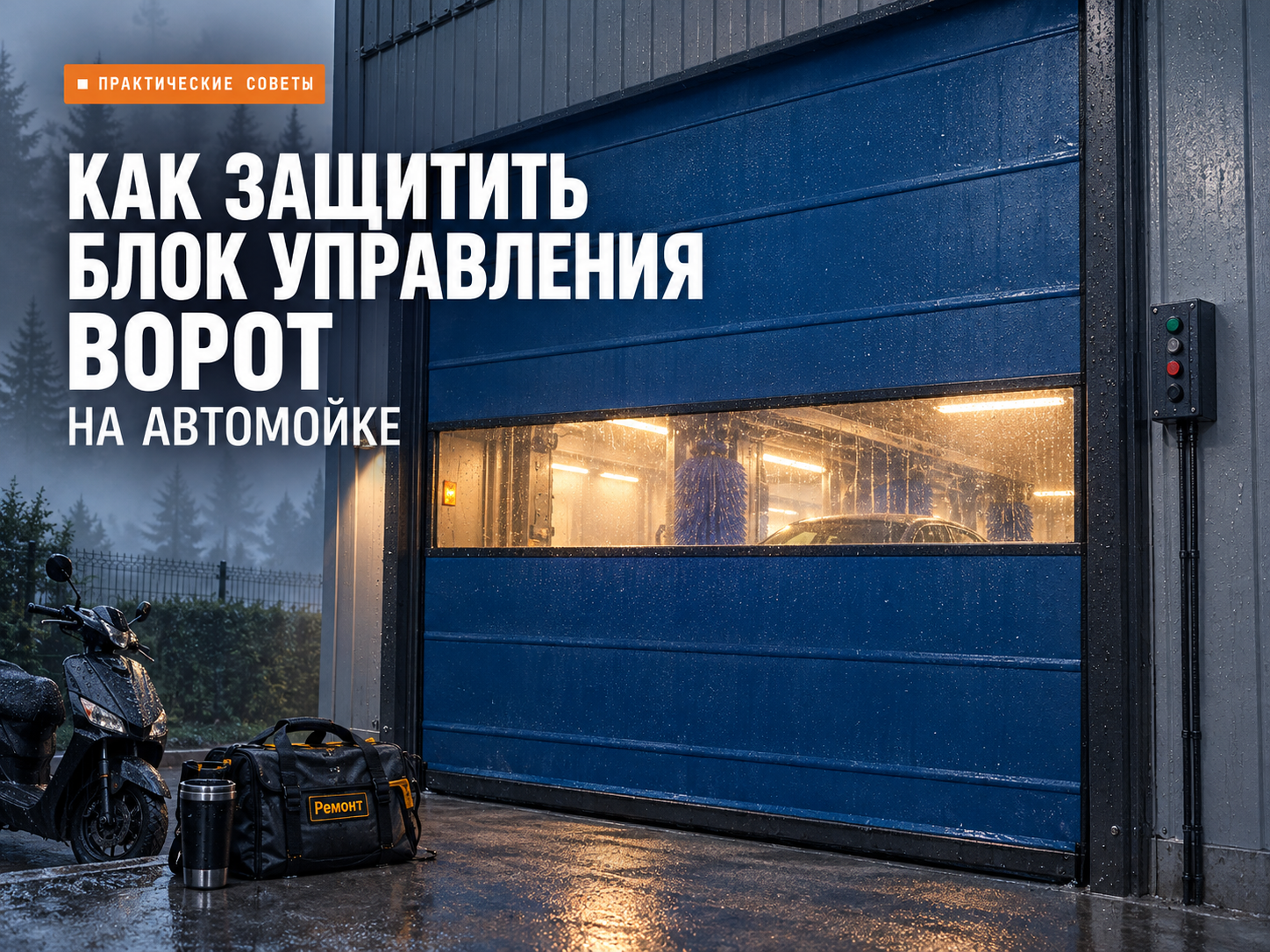 ПВХ ворота для автомойки: как защищён блок управления от влаги