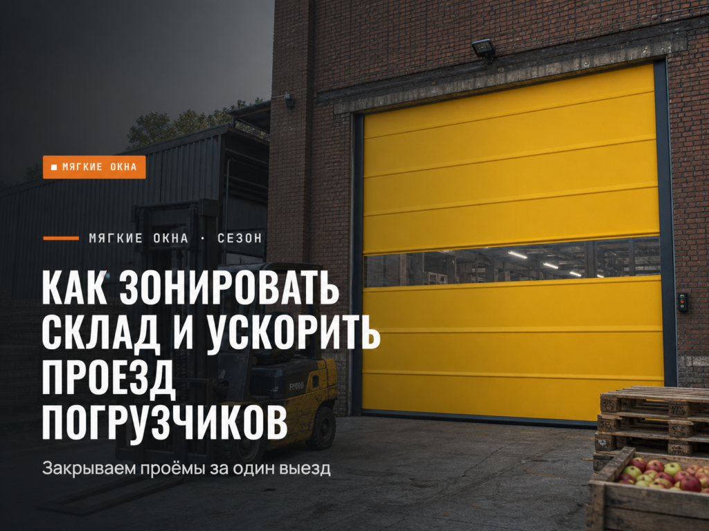 ПВХ ворота для зонирования склада и проезда погрузчика