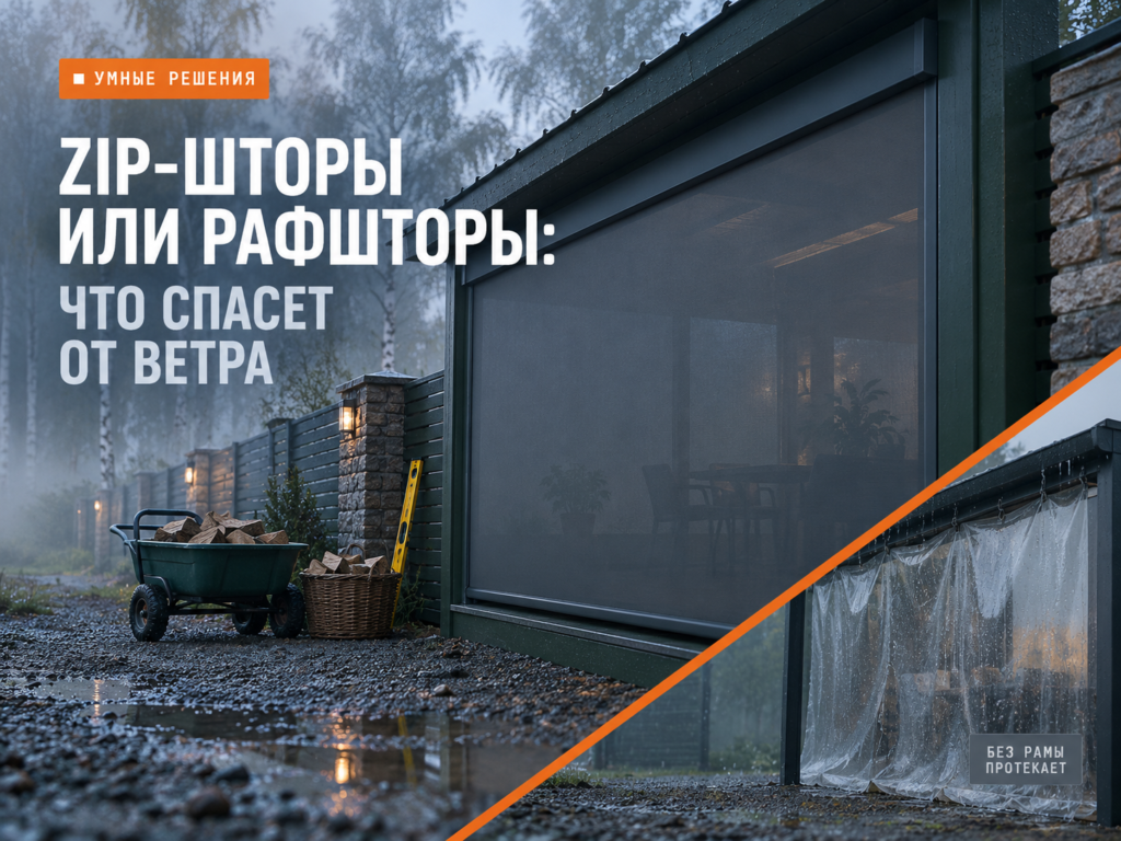 ZIP-шторы для террасы, отличия от рафштор и роллет