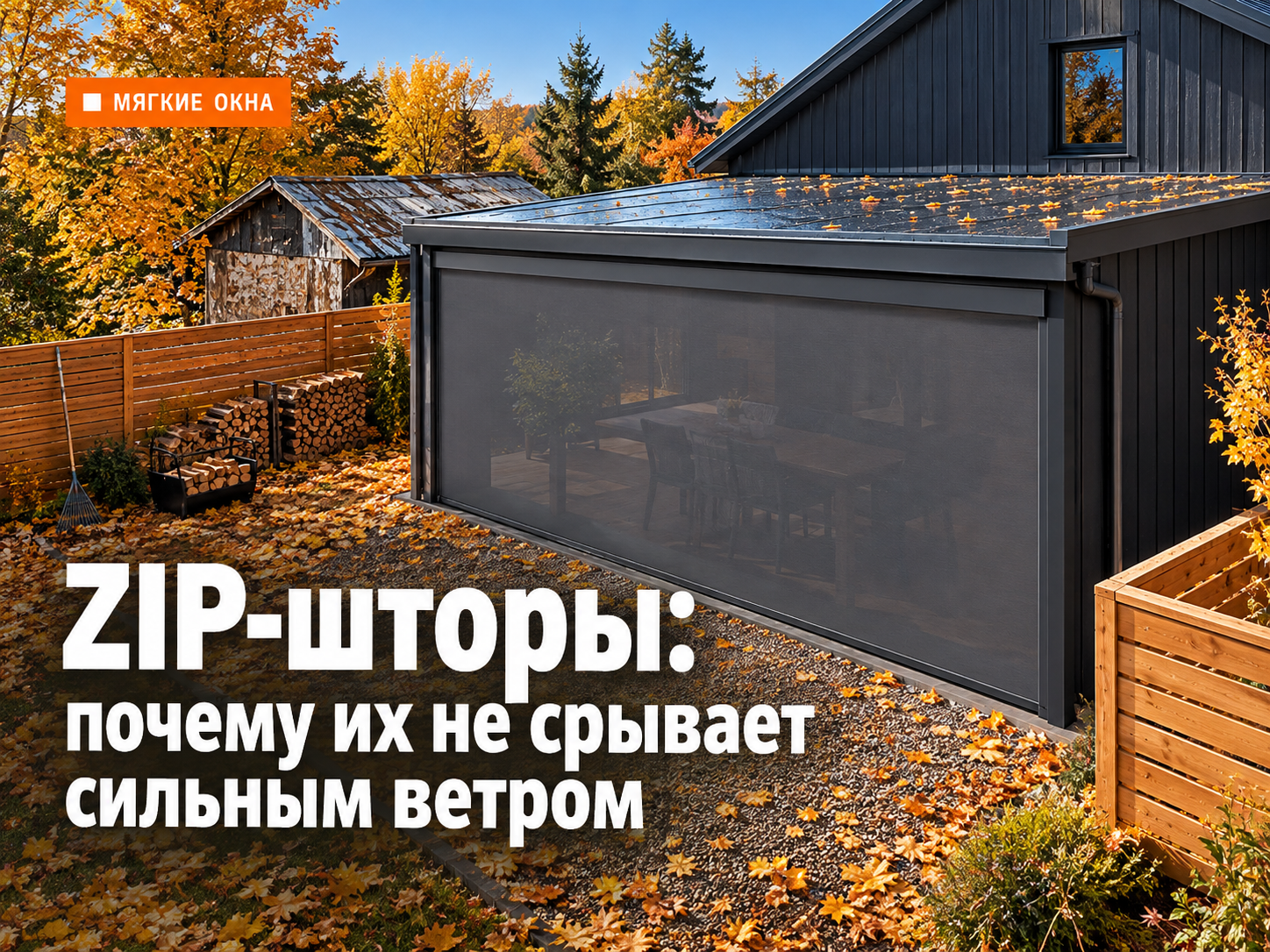 ZIP шторы для террасы: как полотно держат ветер до 10–12 баллов